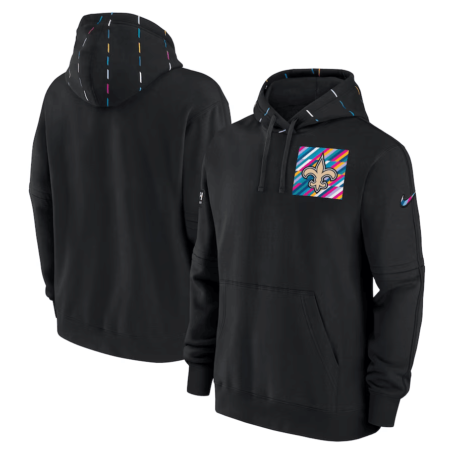 Men's New Orleans Saints Black 2023 Crucial Catch Club Pullover Hoodie Men's New Orleans Saints Black 2023 Crucial Catch Club Pullover Hoodie